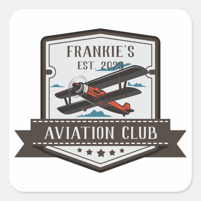 Luftfahrt Pilot Club Custom Quadratischer Aufkleber (Vorderseite)