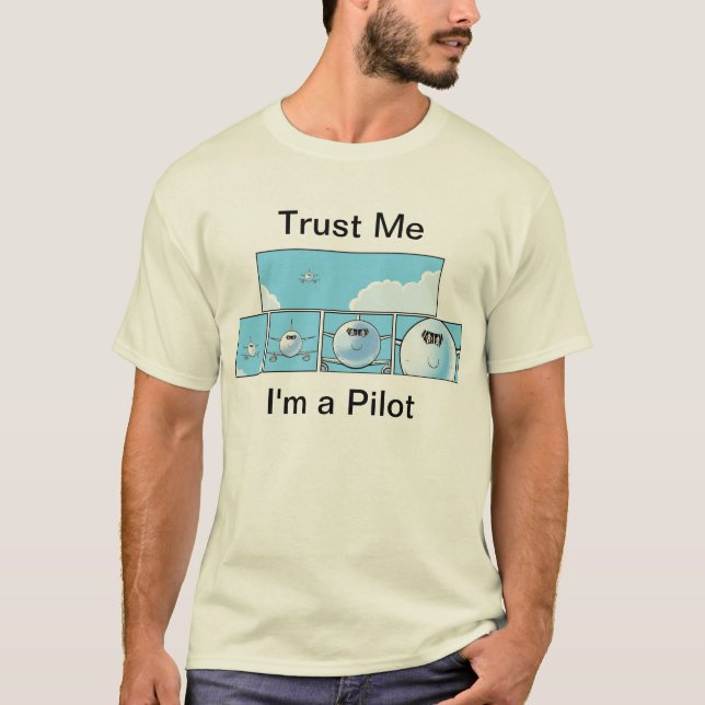 Luftfahrt-Spaß-PilotCartoon T-Shirt (Vorderseite)