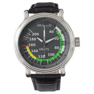 Luftfahrt-Thema-Schwarz-Leder-Uhr Armbanduhr