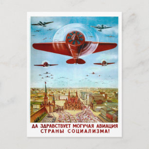 Luftfahrtschau über Moskau, Vintage-Russland Postkarte