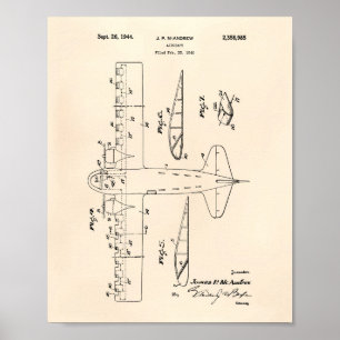 Luftfahrzeug 1944 Patent Art Old Peper Poster