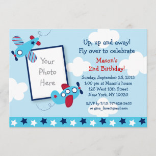 Luftfahrzeug Aviator Boy Foto Geburtstag Einladung