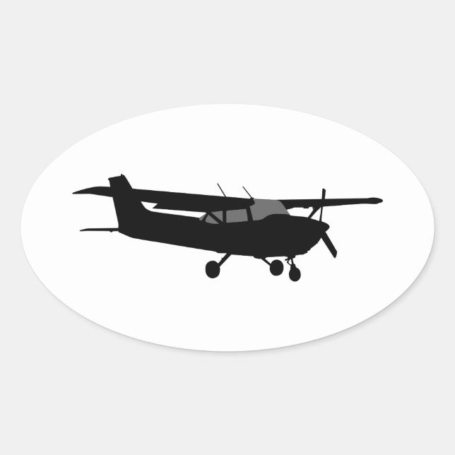 Luftfahrzeug Classic Cessna Schwarze Silhouette Fl Ovaler Aufkleber (Vorderseite)