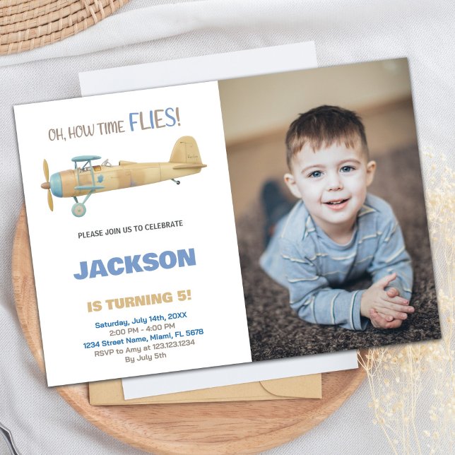 Luftfahrzeug Einladung zum Geburtstag mit Foto (Airplane Birthday Invitations with photo)