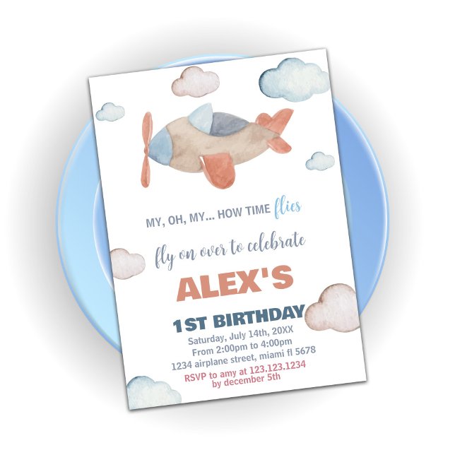 Luftfahrzeug Einladung zum Geburtstag Orange (Airplane Birthday Invitations Orange)