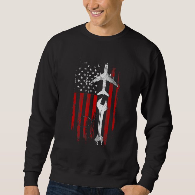Luftfahrzeug Mechanischer Luftfahrttechniker Flagg Sweatshirt (Vorderseite)