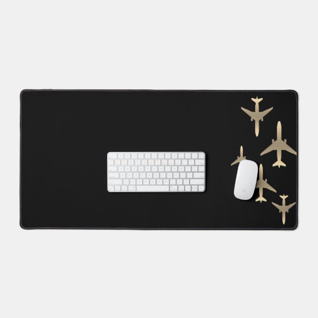 Luftfahrzeuge mit Gold Schreibtischunterlage (Tastatur & Maus)