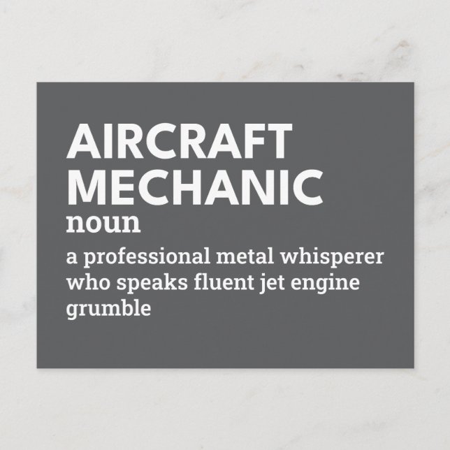 Luftfahrzeugmechaniken - "Funny Definition" Feiertagspostkarte (Vorderseite)