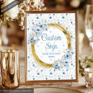 Luftfarbe Light Blue Gold Custom Wedding Poster