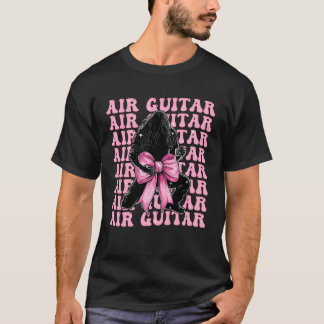 Luftgitarre Gitarristin Mädchen Kokette Schleife R T-Shirt