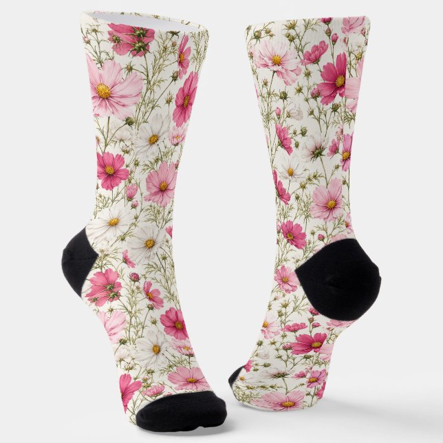 Luftige Cosmos-Blumenstiele Socken (Gewinkelt)