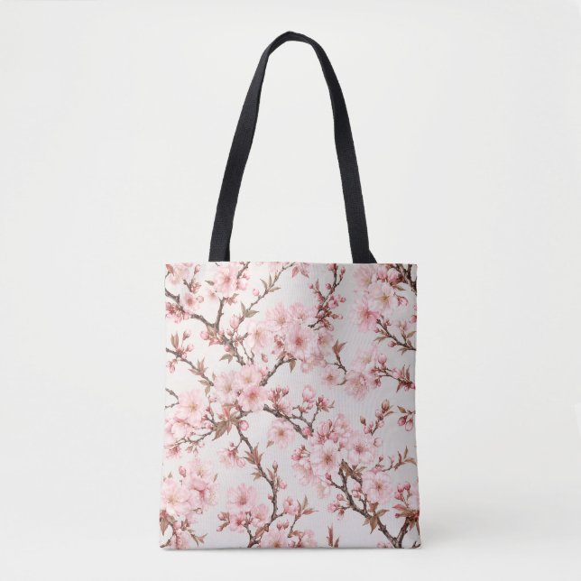 Luftige Kirschblüten-Botanical-Art Tasche (Vorderseite)