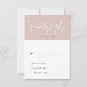 Luftige Pastellfarbene Moderne Blush-RSVP-Karte RSVP Karte