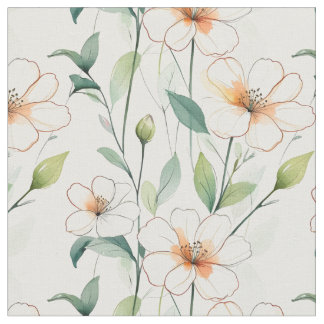 Luftige weiße Blumen Grünmuster Blüte Floral Stoff