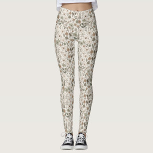 Luftige Wildblumen in Creme & Salbei Leggings
