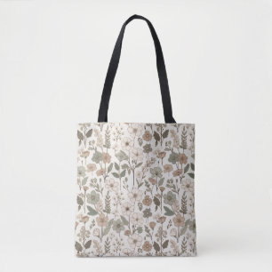 Luftige Wildblumen in Creme & Salbei Tasche