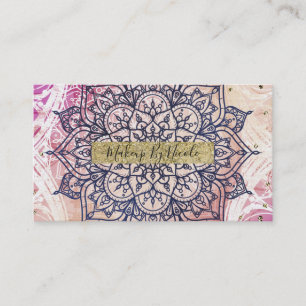 Luftiges Mandala Glückliches Pink Lila Gelb Blau & Visitenkarte