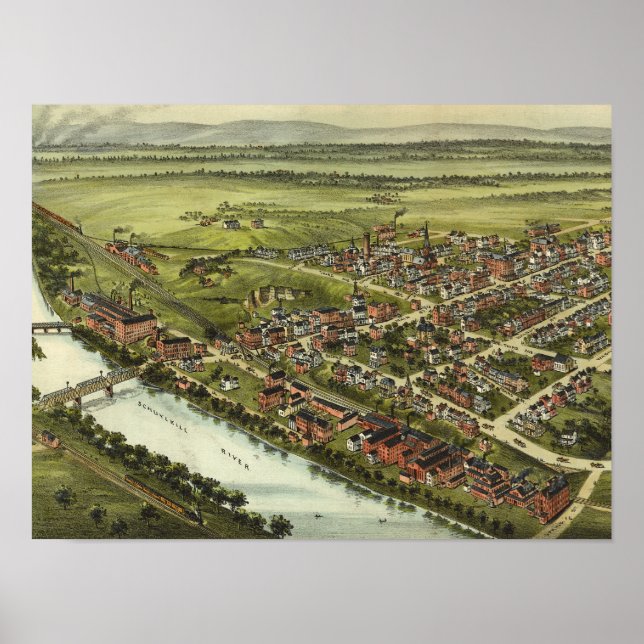 Luftkarte Royersford PA Pennsylvania Poster 1893 (Vorne)