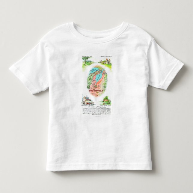 Luftkarte von Santa Clara County mit Standorten Kleinkind T-shirt (Vorderseite)