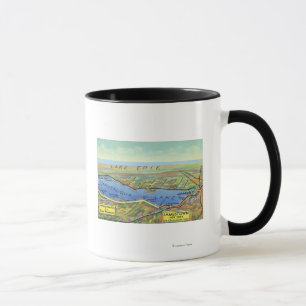 Luftkarte von See und von umgebenden Städten Tasse
