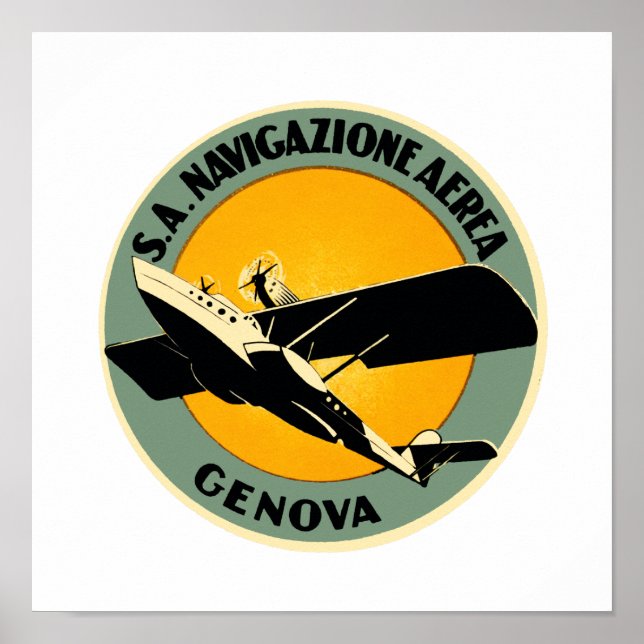 Luftnavigation ~ Genua Poster (Vorne)