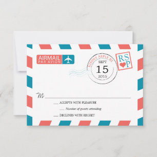 Luftpost-Hochzeit RSVP Karte