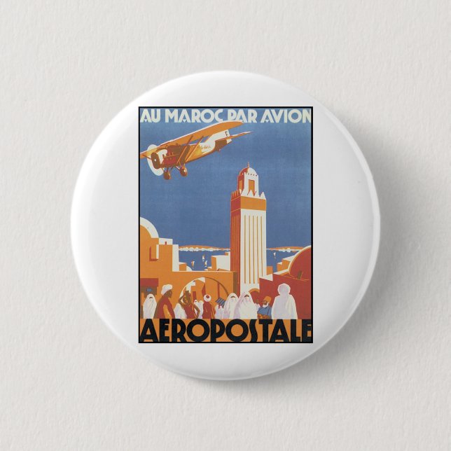 Luftpost nach Marokko per Flugzeug Button (Vorderseite)