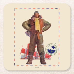 Luftpost-Pilot Rechteckiger Pappuntersetzer