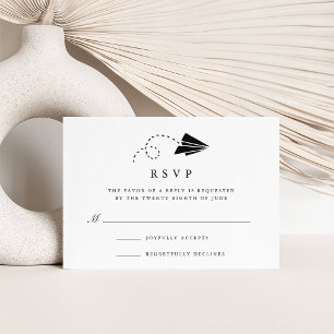 Luftpost   Schwarz-weiße RSVP-Karte RSVP Karte