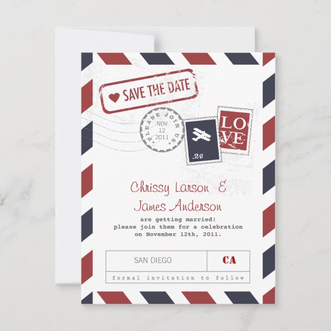 Luftpostkarte Save-the-Date Save The Date (Vorderseite)