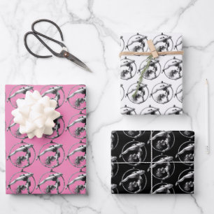 Luftreifen Lyra Pink Schwarz Grau Geschenkpapier Set