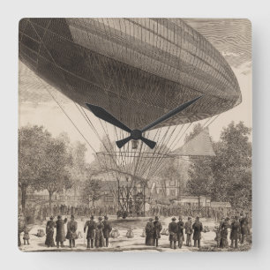 Luftschiff in Auteuil Quadratische Wanduhr
