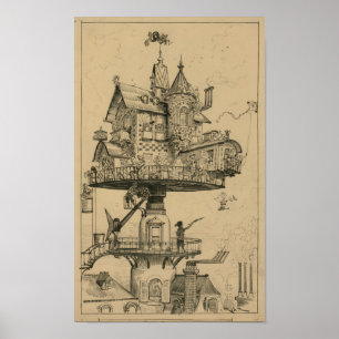 Luftschiff von Albert Robida (1883) Poster