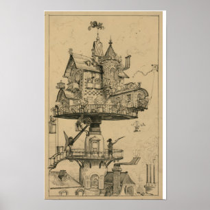 Luftschiff von Albert Robida (1883) Poster