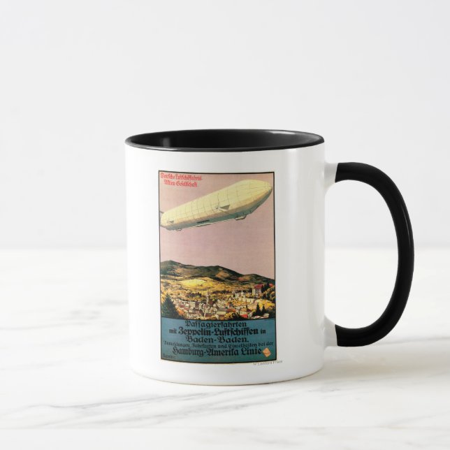Luftschiff Zeppelin Luftschiff über Stadtplakat Tasse (Rechts)