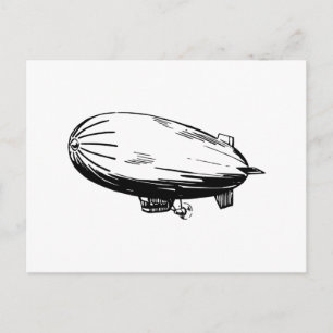 Luftschiff, Zeppelin, Luftschiff, Vintage-Zeichnun Postkarte