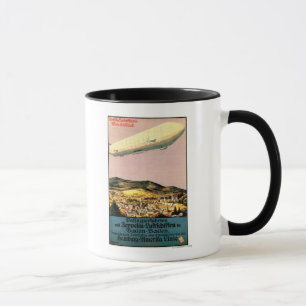 Luftschiff Zeppelin über Stadt Poster Tasse