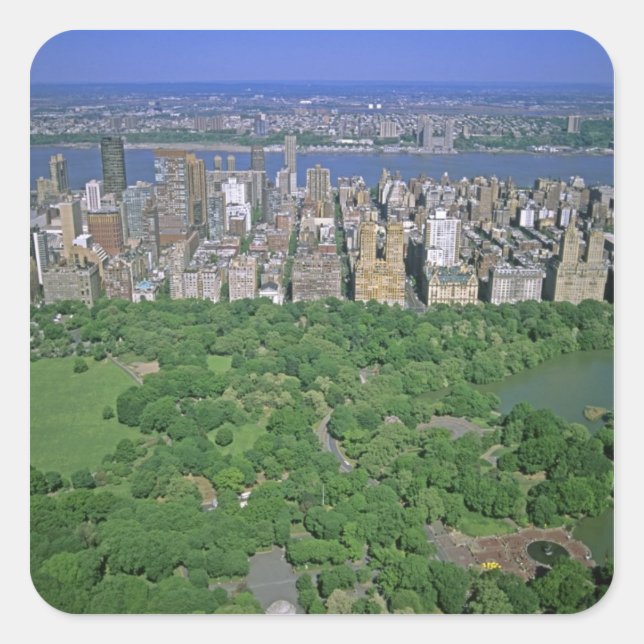 Luftsicht auf den Central Park und die Westseite Quadratischer Aufkleber (Vorderseite)