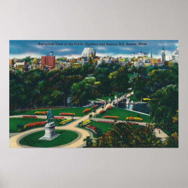 Luftsicht auf die öffentlichen Gärten, Beacon Hill Poster (Vorne)
