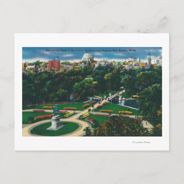 Luftsicht auf die öffentlichen Gärten, Beacon Hill Postkarte (Vorderseite)