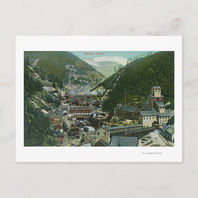 Luftsicht auf die Stadt und die BergeBurke, ID Postkarte (Vorderseite)
