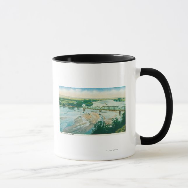Luftsicht auf Fluss und Brücke Tasse (Rechts)