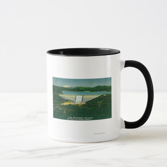 Luftsicht auf Shasta-Stausee, See, Berg bei Tasse (Rechts)