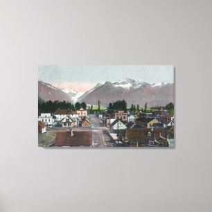Luftsommer-Ansicht des CityValdez, AK Leinwanddruck
