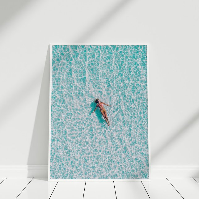 Luftstrand - Ferienplakat Poster (Aerial Beach - Holiday Poster in a white frame.)