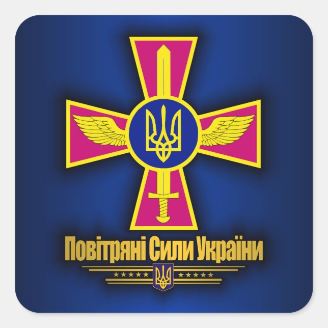 Luftwaffe der Ukraine Quadratischer Aufkleber (Vorderseite)