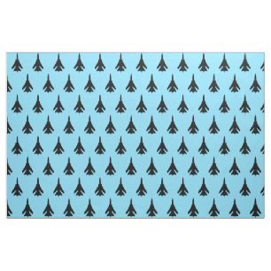 Luftwaffe Kämpfen Jet Black Pattern auf Sky Blue Stoff