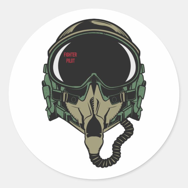 Luftwaffe Pilot Helm Sauerstoffmaske Runder Aufkleber (Vorderseite)