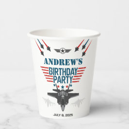 Luftwaffenflugzeug-Pilot Geburtstag Pappbecher