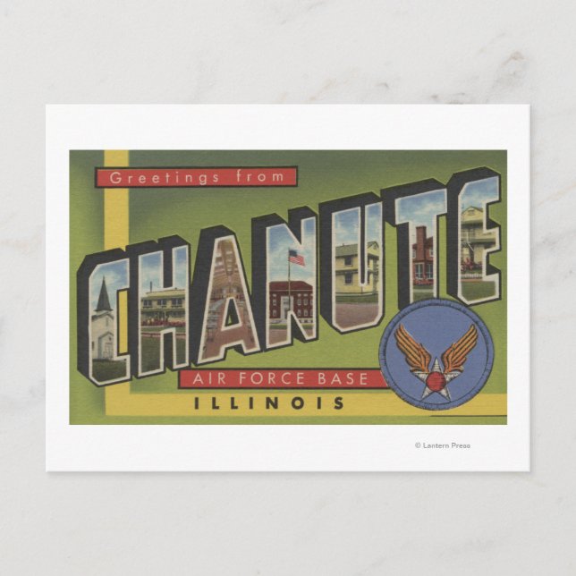 Luftwaffenstütze Chanute - Großbuchstaben Postkarte (Vorderseite)